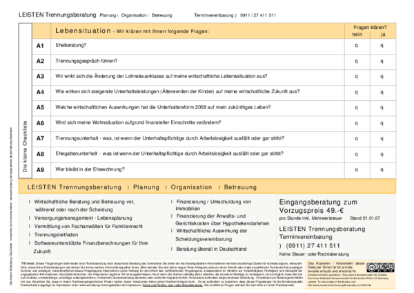 (PDF) Checkliste Scheidung bzw. Trennung - Rechtsanwalt Pasch