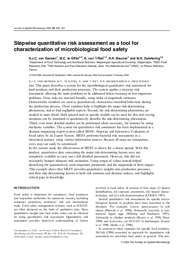 (PDF) Stepwise quantitative risk assessment as a tool for ...