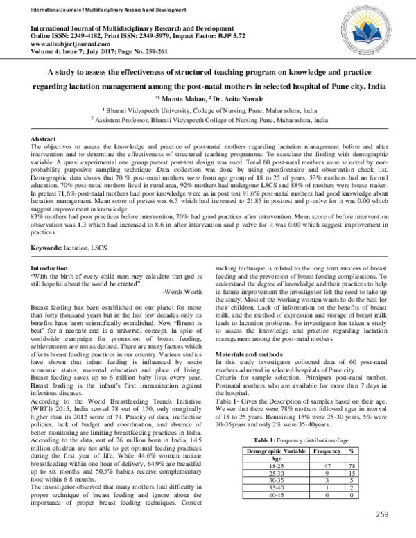 (PDF) A study to assess the effectiveness of structured teaching ...