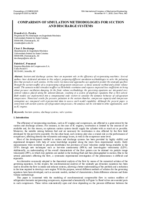 (PDF) Comparison of Simulation Methodologies for Suction and Discharge ...