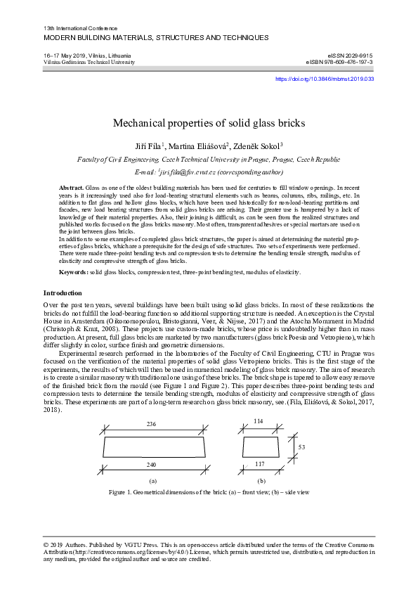 (PDF) Mechanical properties of solid glass bricks