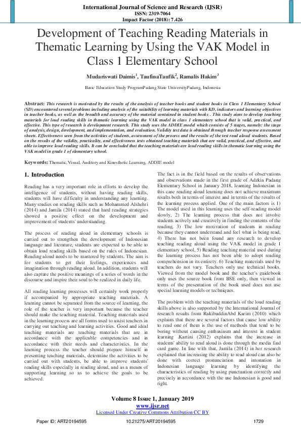 PDF) Development of Teaching Reading Materials in Thematic 