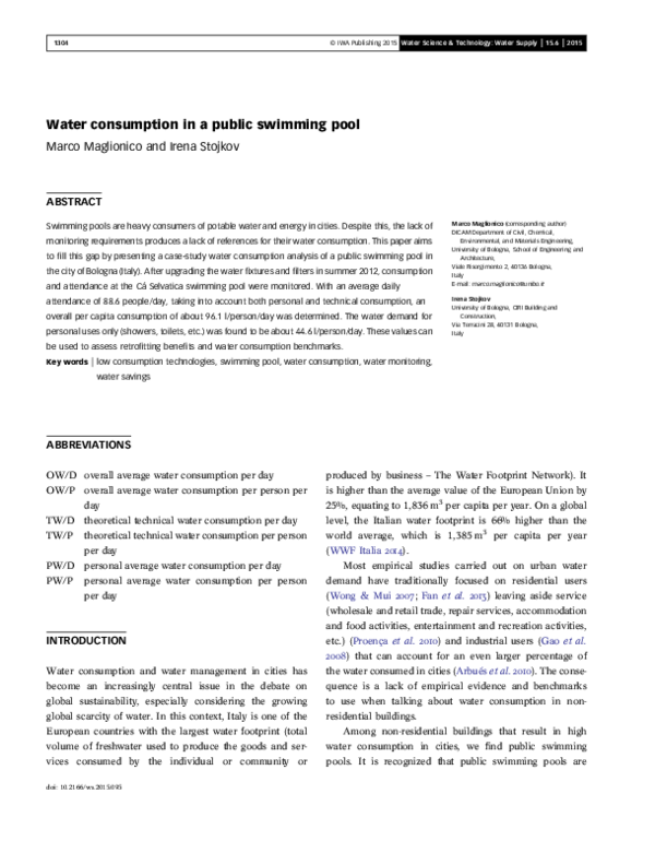 (PDF) Water consumption in a public swimming pool