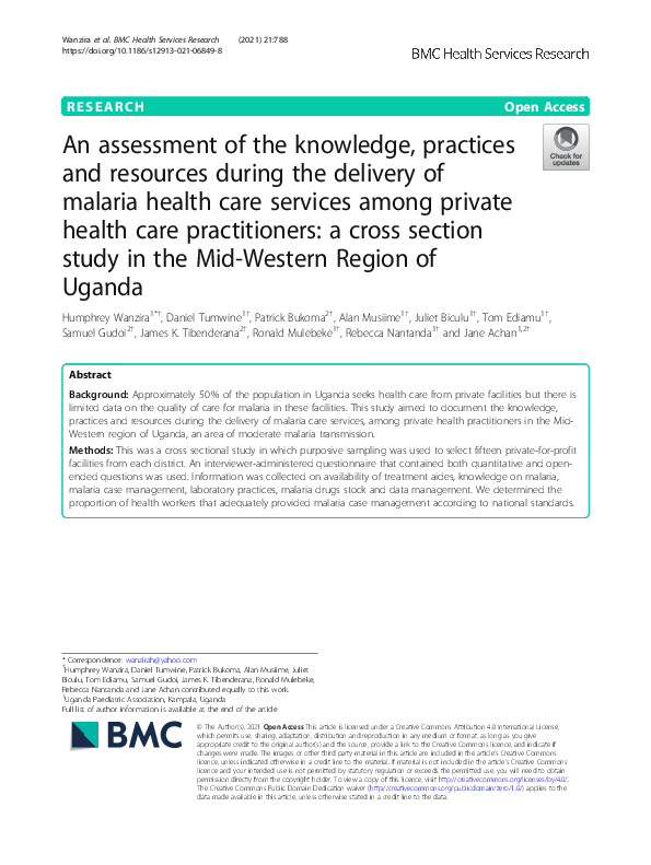 (PDF) An assessment of the knowledge, practices and resources during ...