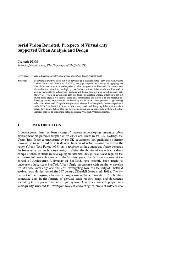 (PDF) Serial Vision Revisited: Prospects of Virtual City Supported ...