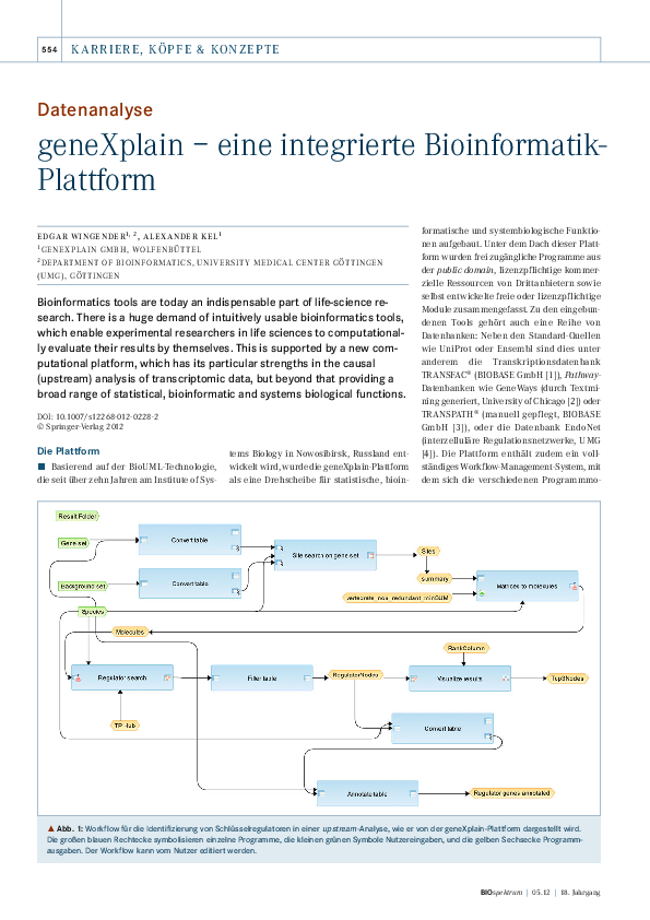 (PDF) geneXplain — eine integrierte Bioinformatik-Plattform