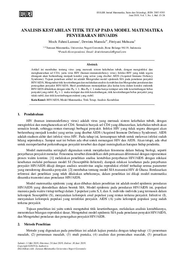 (PDF) Analisis Kestabilan Titik Tetap Pada Model Matematika Penyebaran ...