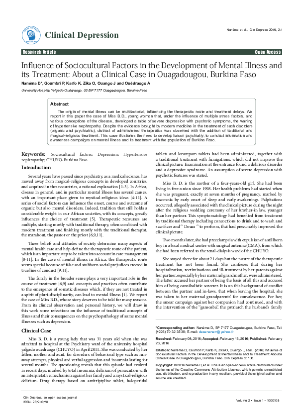 (PDF) Influence of Sociocultural Factors in the Development of Mental ...