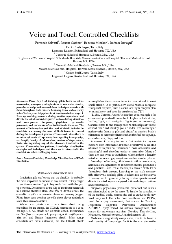 (PDF) Voice- and Touch-Controlled Checklists