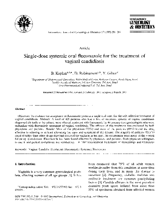 (PDF) Singledose systemic oral fluconazole for the treatment of