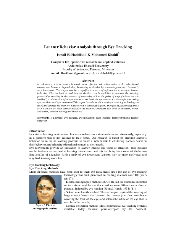 (PDF) Learner Behaviour Analysis through Eye Tracking