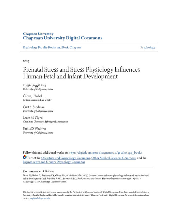 (PDF) Prenatal stress and stress physiology influences human fetal and ...