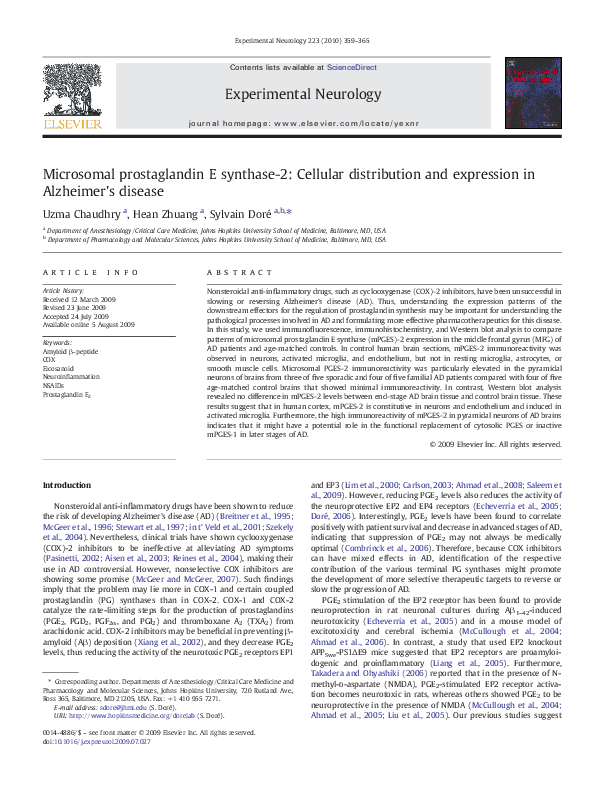(PDF) Microsomal prostaglandin E synthase-2: Cellular distribution and ...