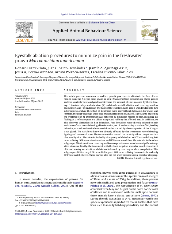 (PDF) Eyestalk ablation procedures to minimize pain in the freshwater ...