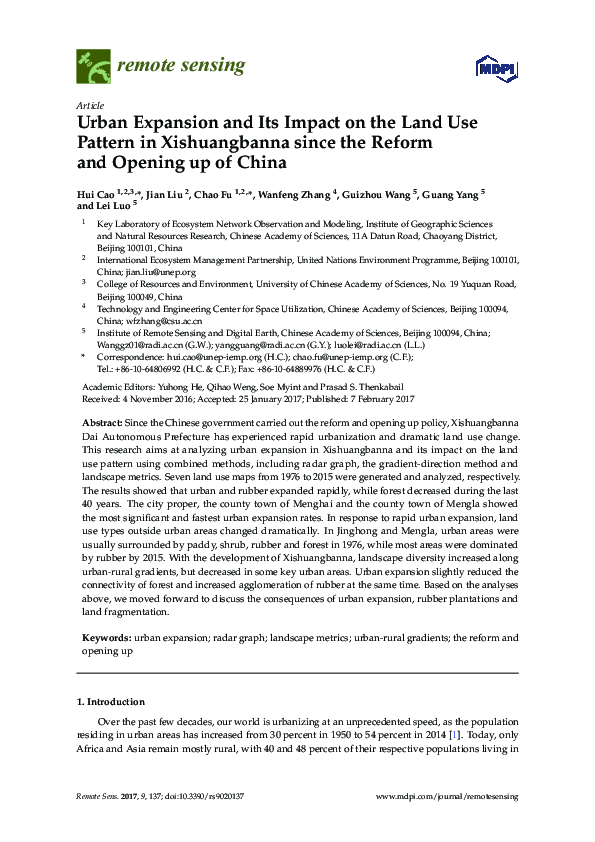 (PDF) Urban Expansion and Its Impact on the Land Use Pattern in ...