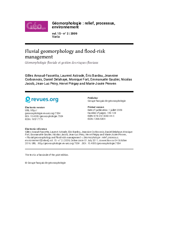 (PDF) Fluvial geomorphology and flood-risk management