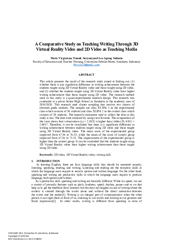 (PDF) A Comparative Study on Teaching Writing Through 3D Virtual ...