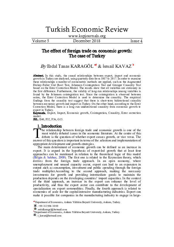 (PDF) The effect of foreign trade on economic growth: The case of Turkey