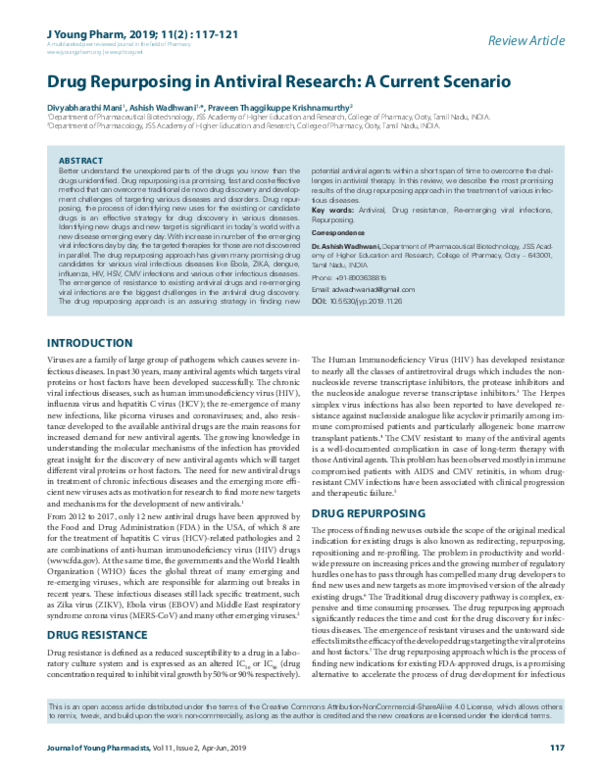 (PDF) Drug Repurposing in Antiviral Research: A Current Scenario
