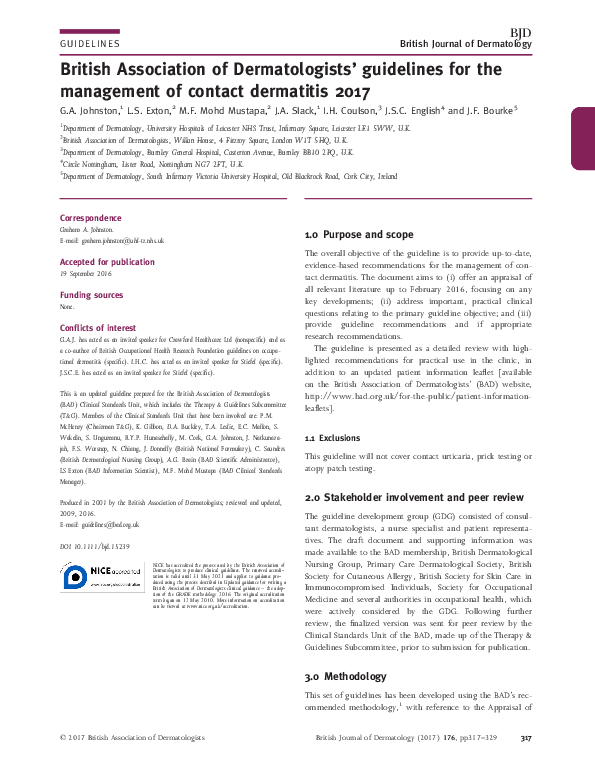 (PDF) British Association of Dermatologists’ guidelines for the ...