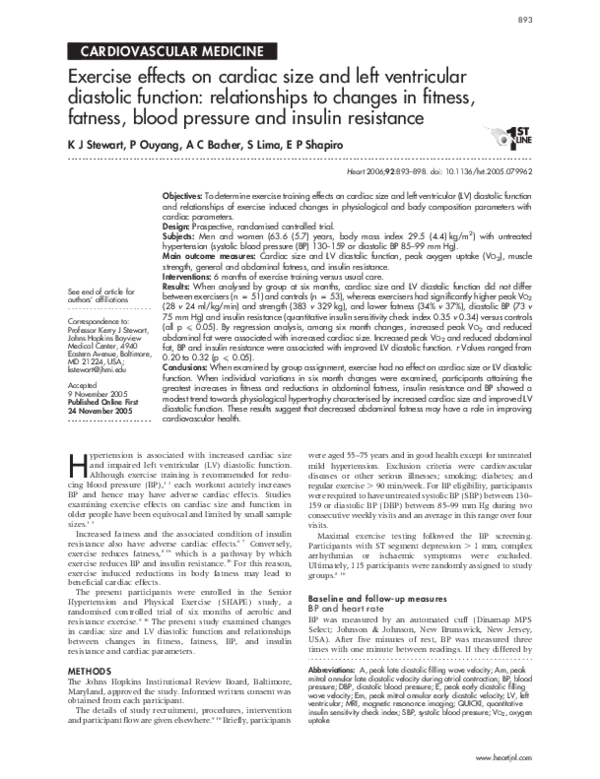 (PDF) Exercise effects on cardiac size and left ventricular diastolic ...