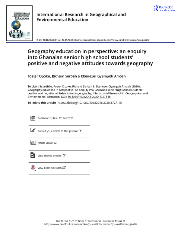 (PDF) Geography education in perspective an enquiry into Ghanaian