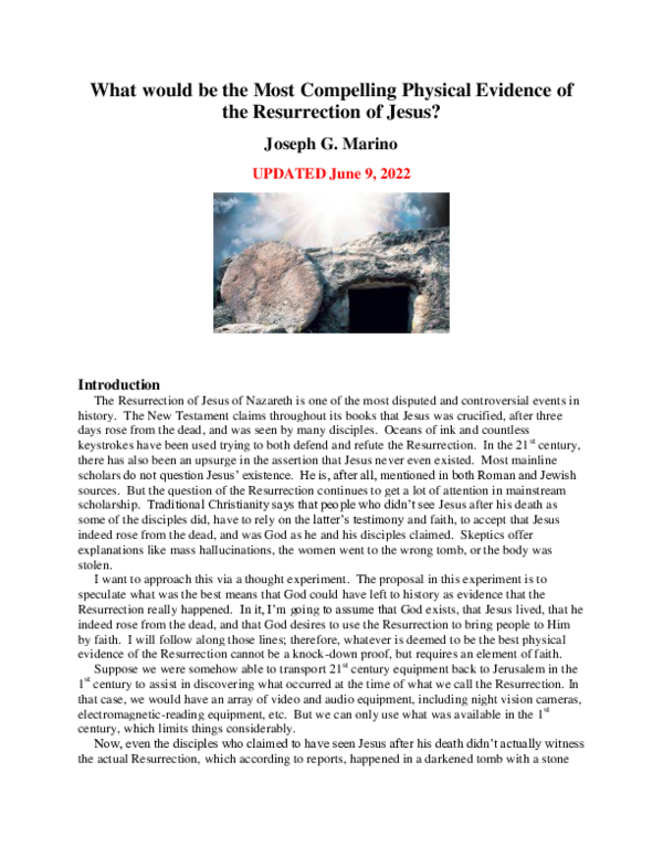 (PDF) What would be the Most Compelling Physical Evidence of the