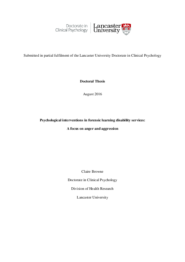 (PDF) Psychological interventions in forensic learning disability ...