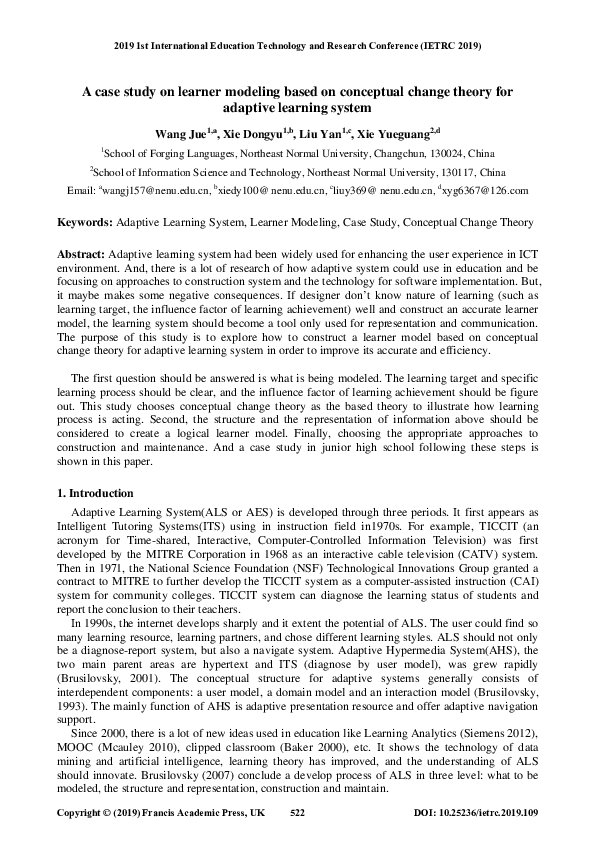 (PDF) A case study on learner modeling based on conceptual change ...