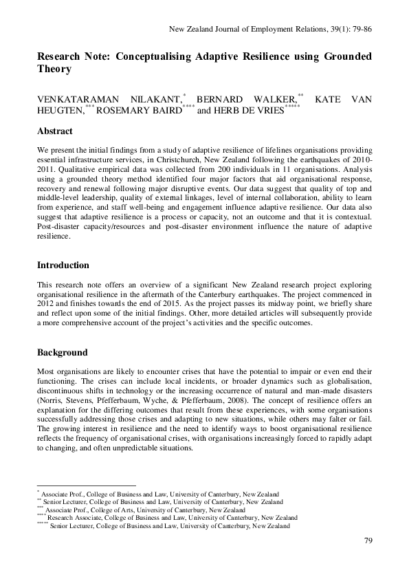 (PDF) Research Note: Conceptualising Adaptive Resilience Using Grounded ...