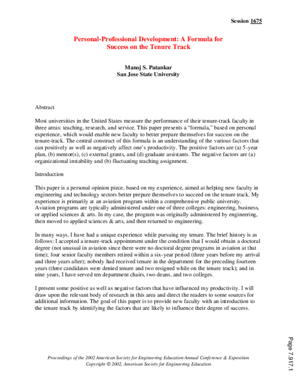(PDF) Personal Professional Development: A Formula For Success On The ...