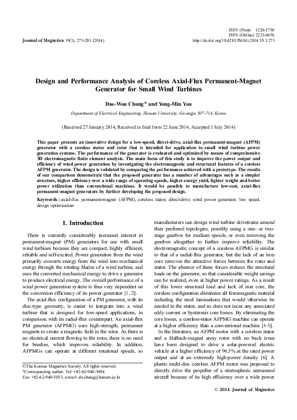 (PDF) Design and Performance Analysis of Coreless Axial-Flux Permanent ...