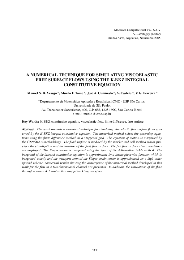(PDF) A numerical technique for simulating viscoelastic free surface ...