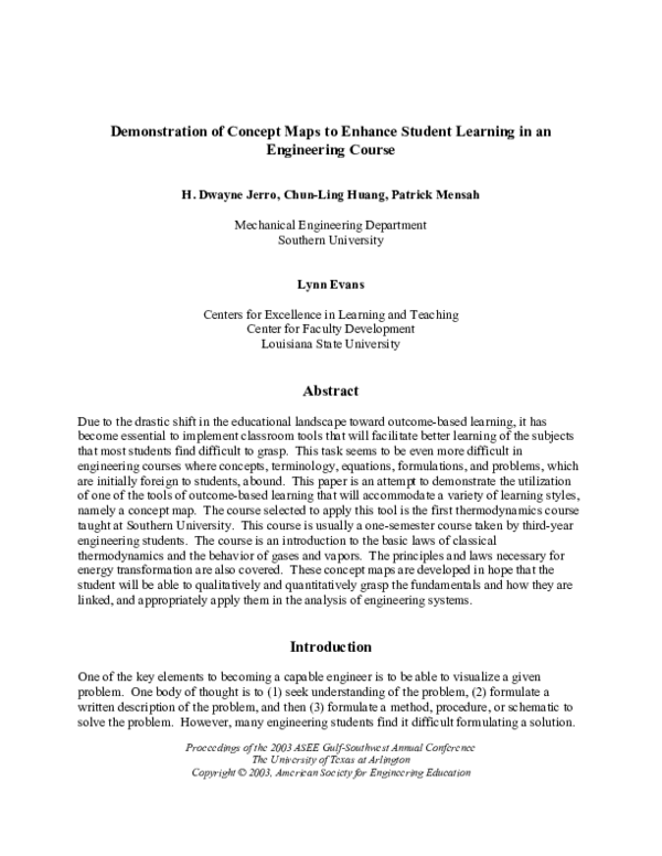 (PDF) Demonstration of Concept Maps to Enhance Student Learning in an ...