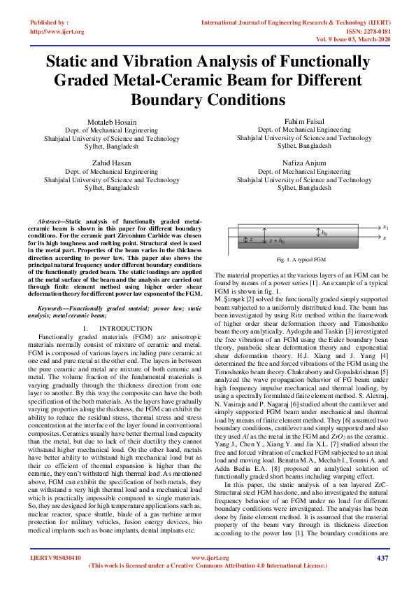 (PDF) Static and Vibration Analysis of Functionally Graded Metal ...