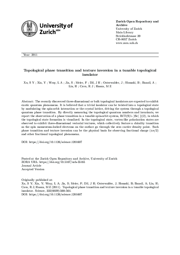 (PDF) Topological Phase Transition and Texture Inversion in a Tunable ...