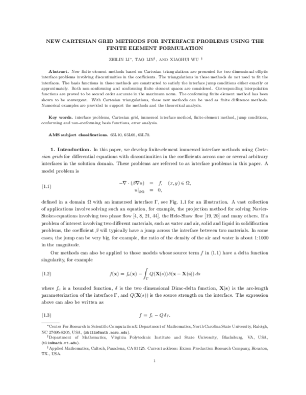 (PDF) New Cartesian grid methods for interface problems using the ...