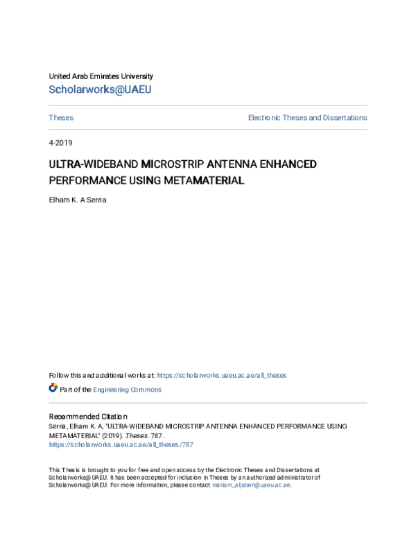 (PDF) Ultra Wideband Microstrip Antenna Enhanced Performance Using ...