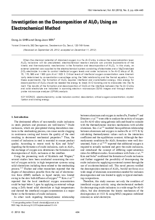 (PDF) Investigation on the Decomposition of Al2O3 Using an ...