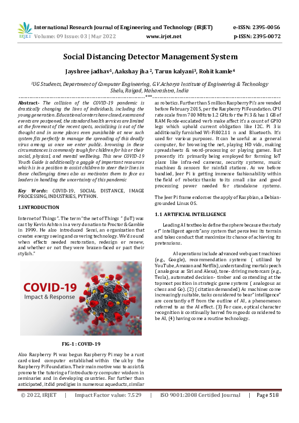 (PDF) Social Distancing Detector Management System