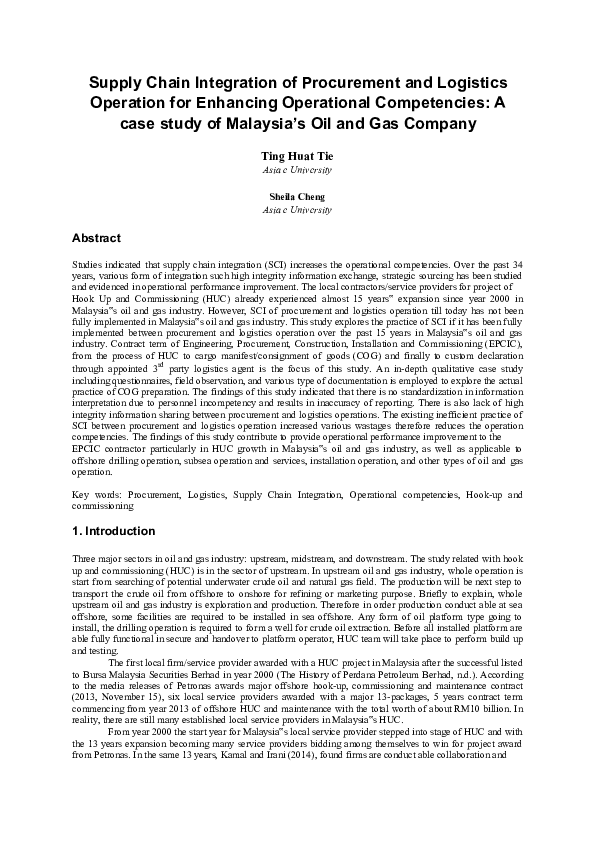(DOC) Supply Chain Integration of Procurement and Logistics Operation ...