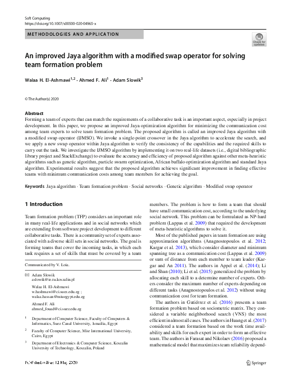 (PDF) An improved Jaya algorithm with a modified swap operator for ...