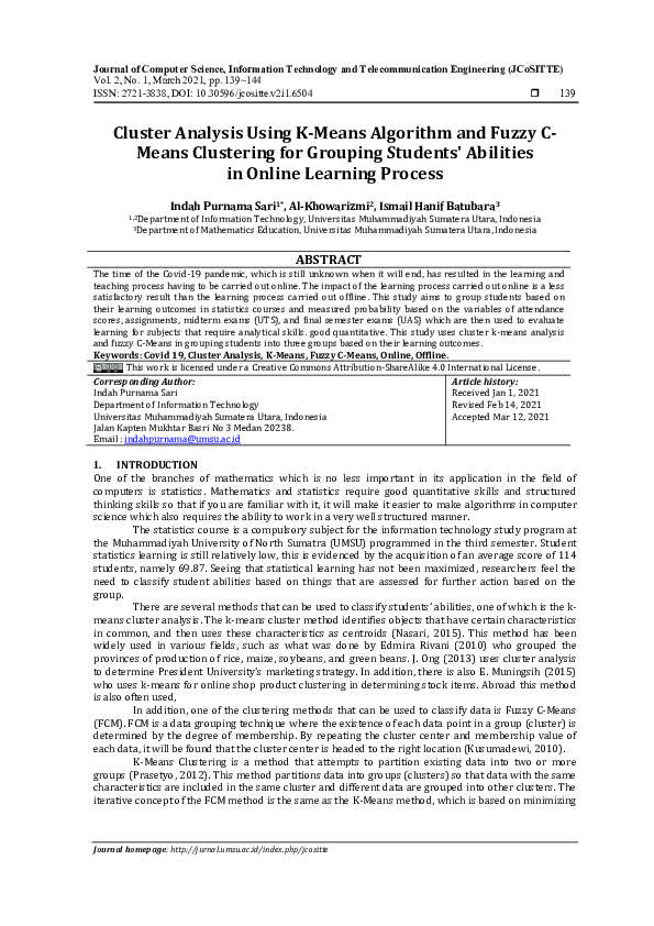 (PDF) Cluster Analysis Using K-Means Algorithm and Fuzzy C- Means ...