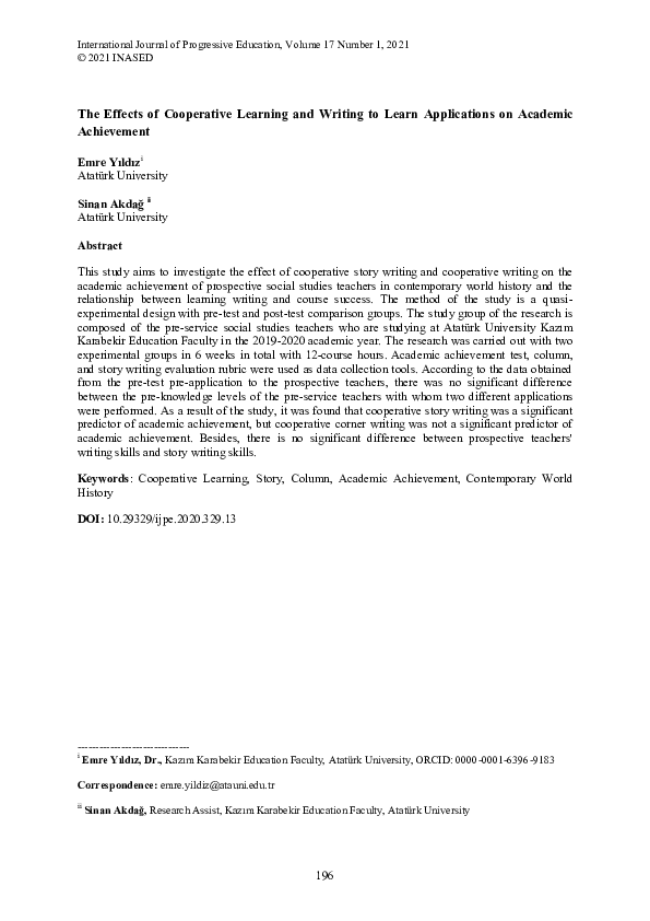 (PDF) The Effects of Cooperative Learning and Writing to Learn ...