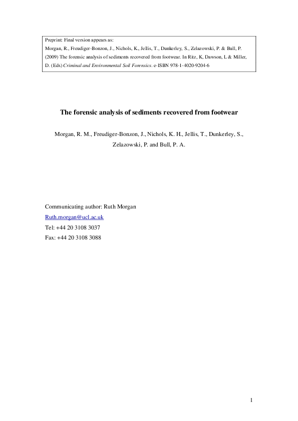 (PDF) The Forensic Analysis of Sediments Recovered from Footwear