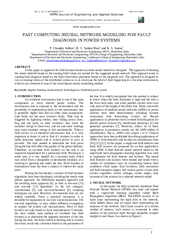 (PDF) Fast computing neural network modeling for fault diagnosis in ...