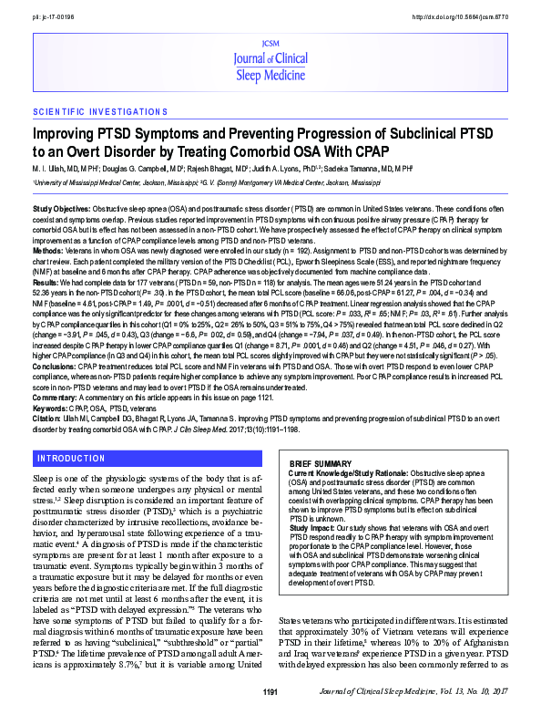 (PDF) Improving PTSD Symptoms and Preventing Progression of Subclinical ...
