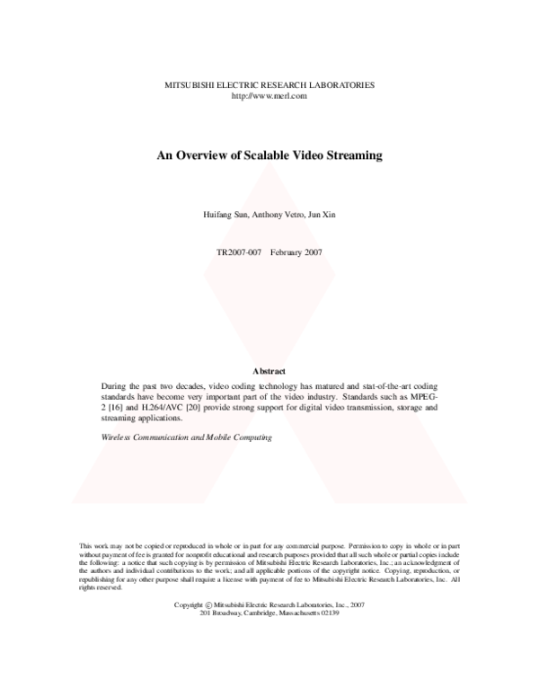 (PDF) An overview of scalable video streaming