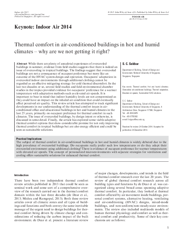(PDF) Thermal Comfort in Air-conditioned Buildings in Hot and Humid ...