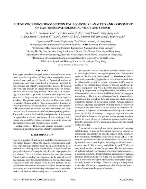 (PDF) Automatic speech recognition for acoustical analysis and ...